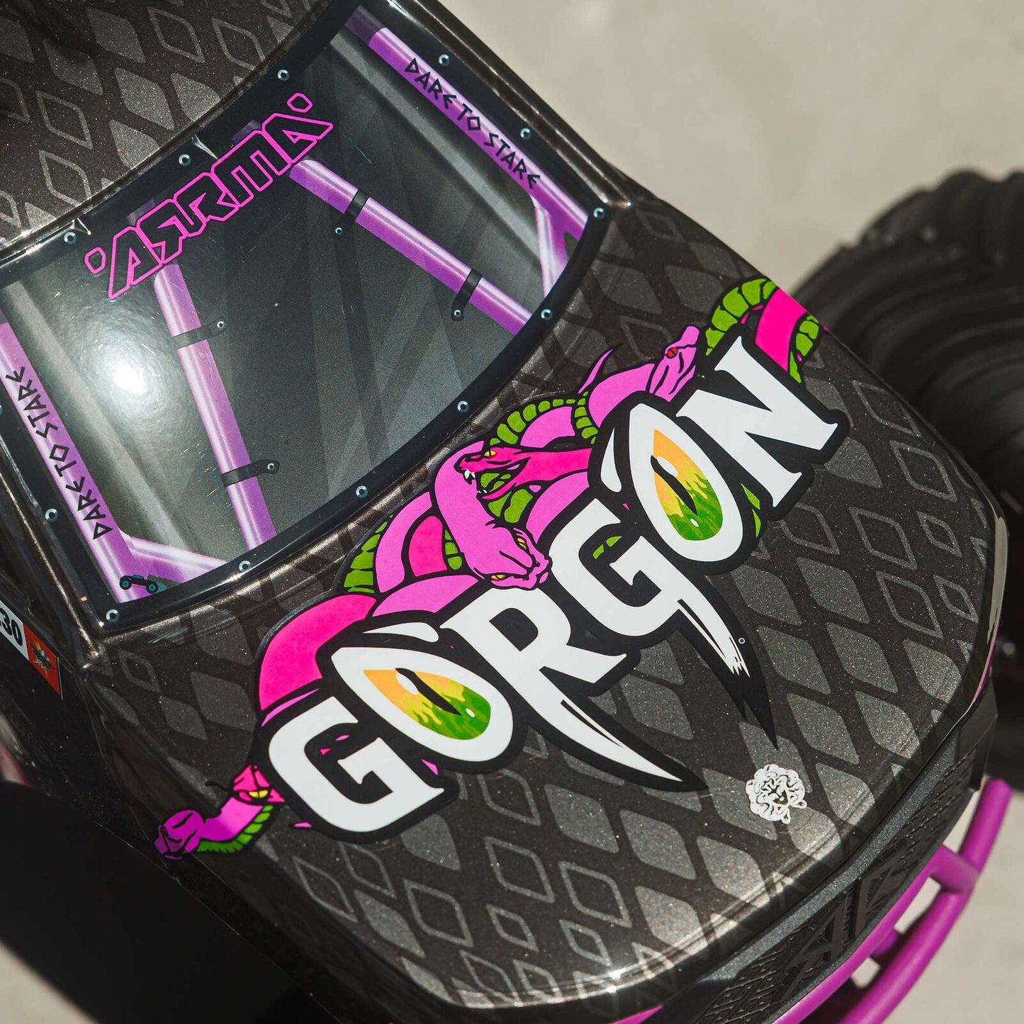 Arrma 1/10 GORGON 2WD RTR Brushed Monster Truck (Battery & Charger Included), Purple