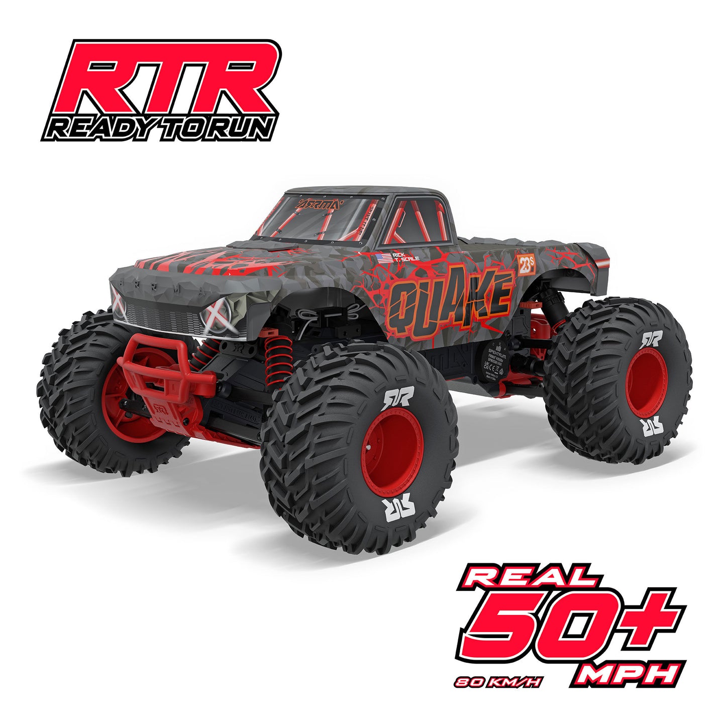 Arrma 1/10 QUAKE 223S 2WD RTR Brushless Monster Truck, Red