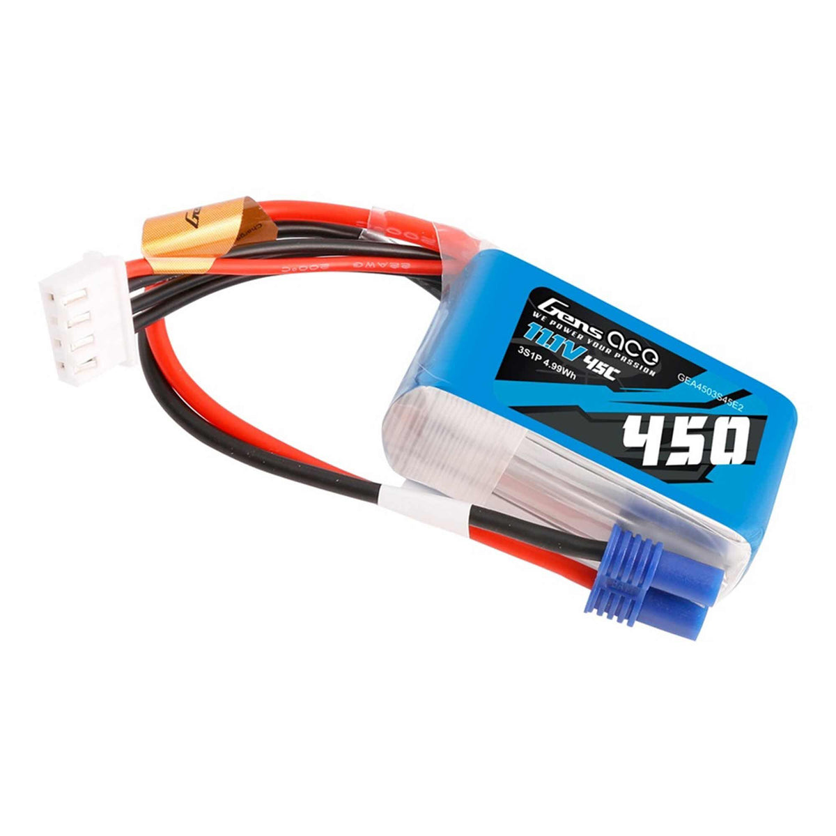 11.1V 450mAh 3S 45C LiPo Battery: EC2
