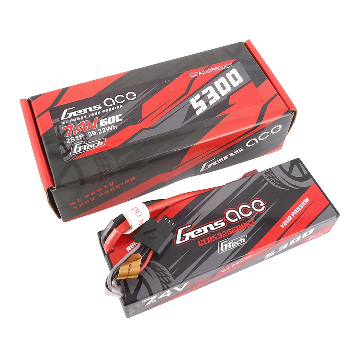 7.4V 5300mAh 2S 60C G-Tech Smart Hardcase LiPo Battery: Deans