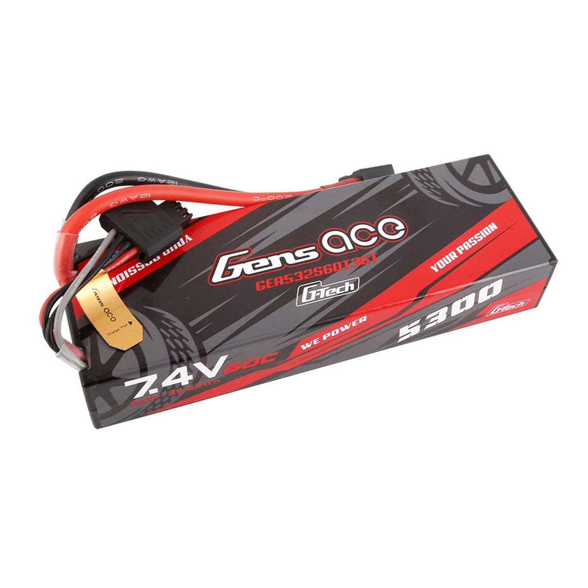 7.4V 5300mAh 2S 60C G-Tech Smart Hardcase LiPo Battery: EC3