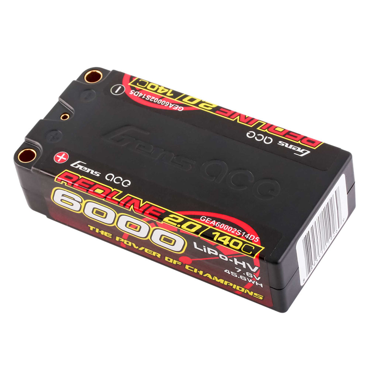 7.6V 6000mAh 2S 140C Shorty Hardcase LiHV Battery: 5mm Tubes