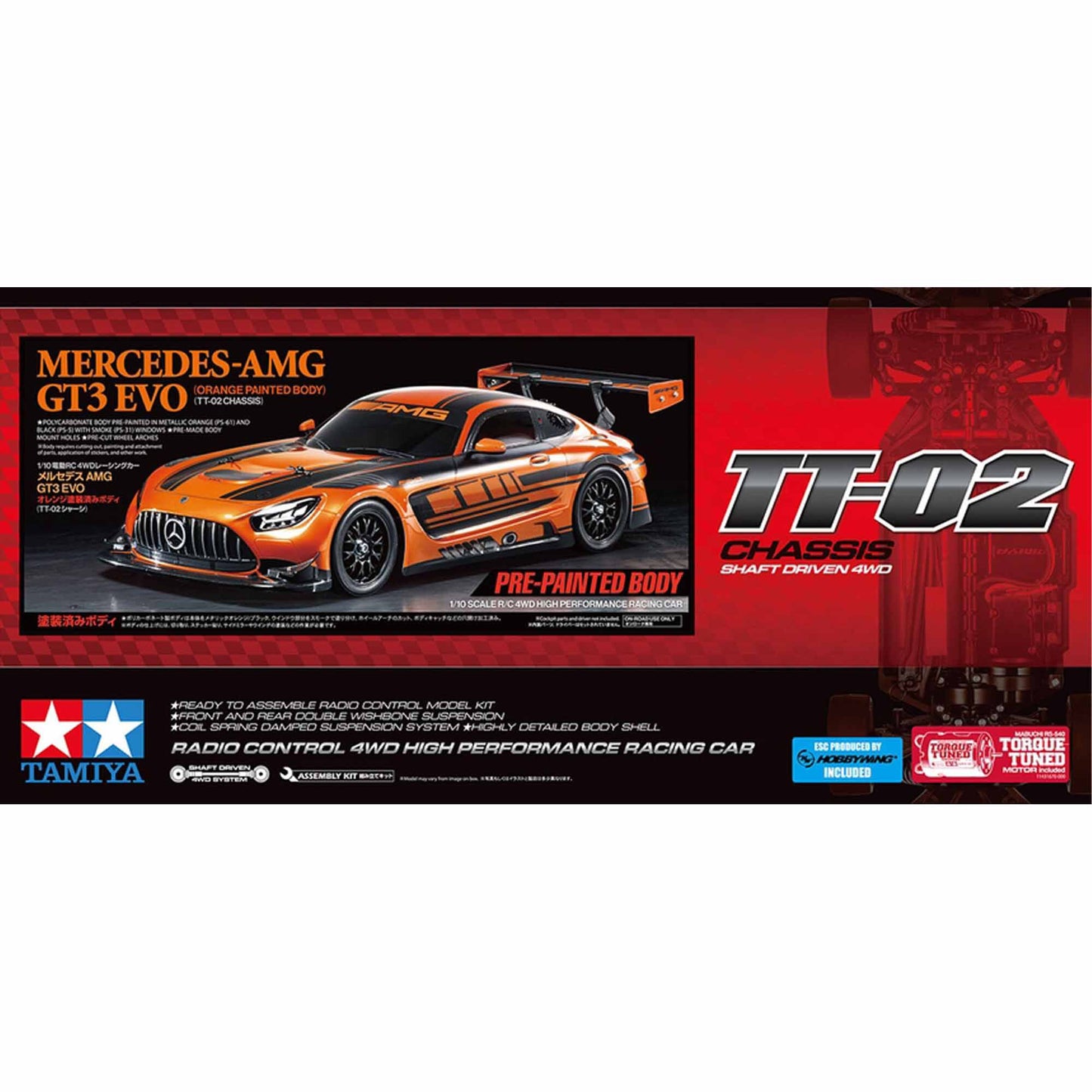 Tamiya 1/10 RC Mercedes-AMG GT3 EVO Orange Painted Body (TT-02) LIMITED EDITION
