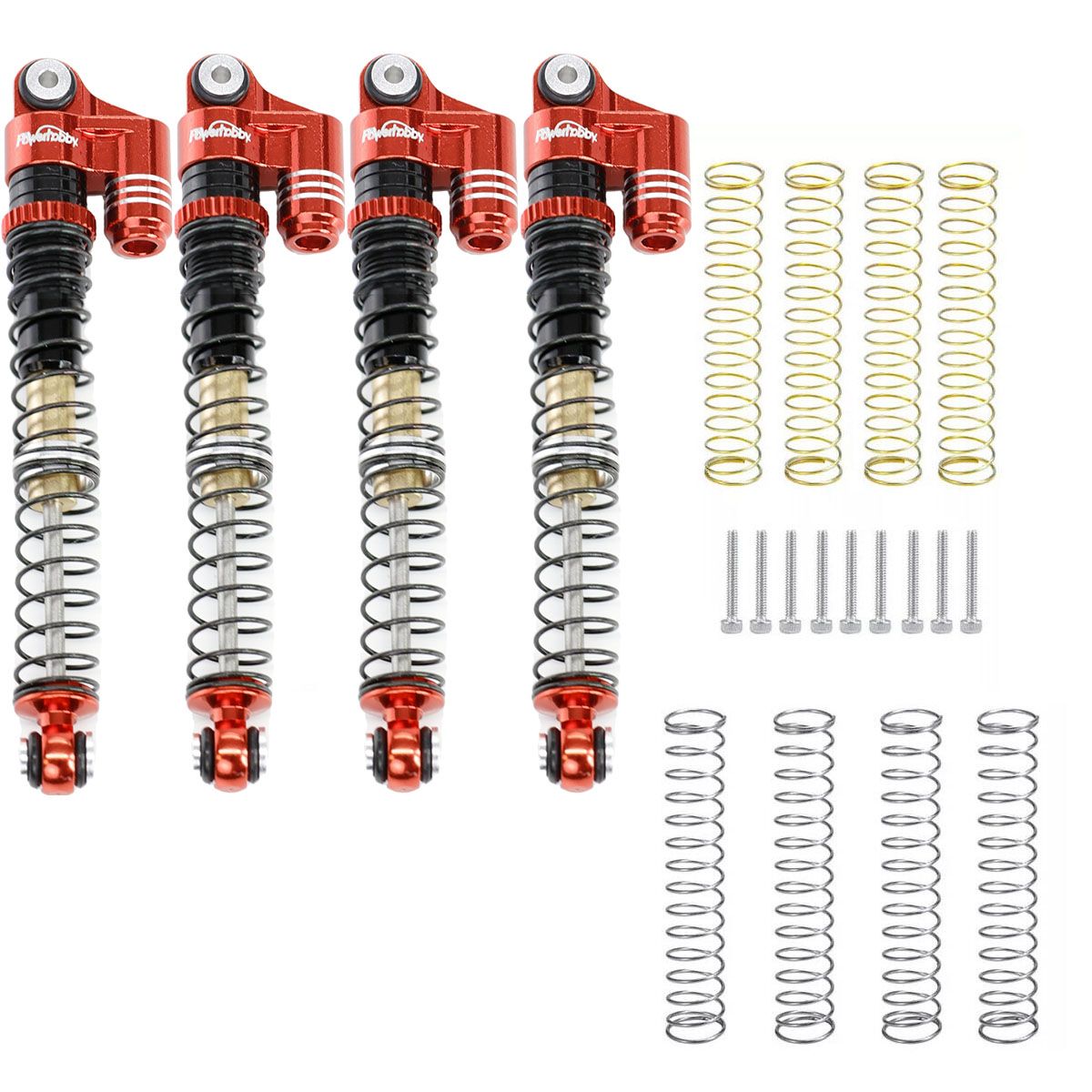 Power Hobby - 1/24 Aluminum 58mm Long Travel Shocks, Red, for Axial SCX24