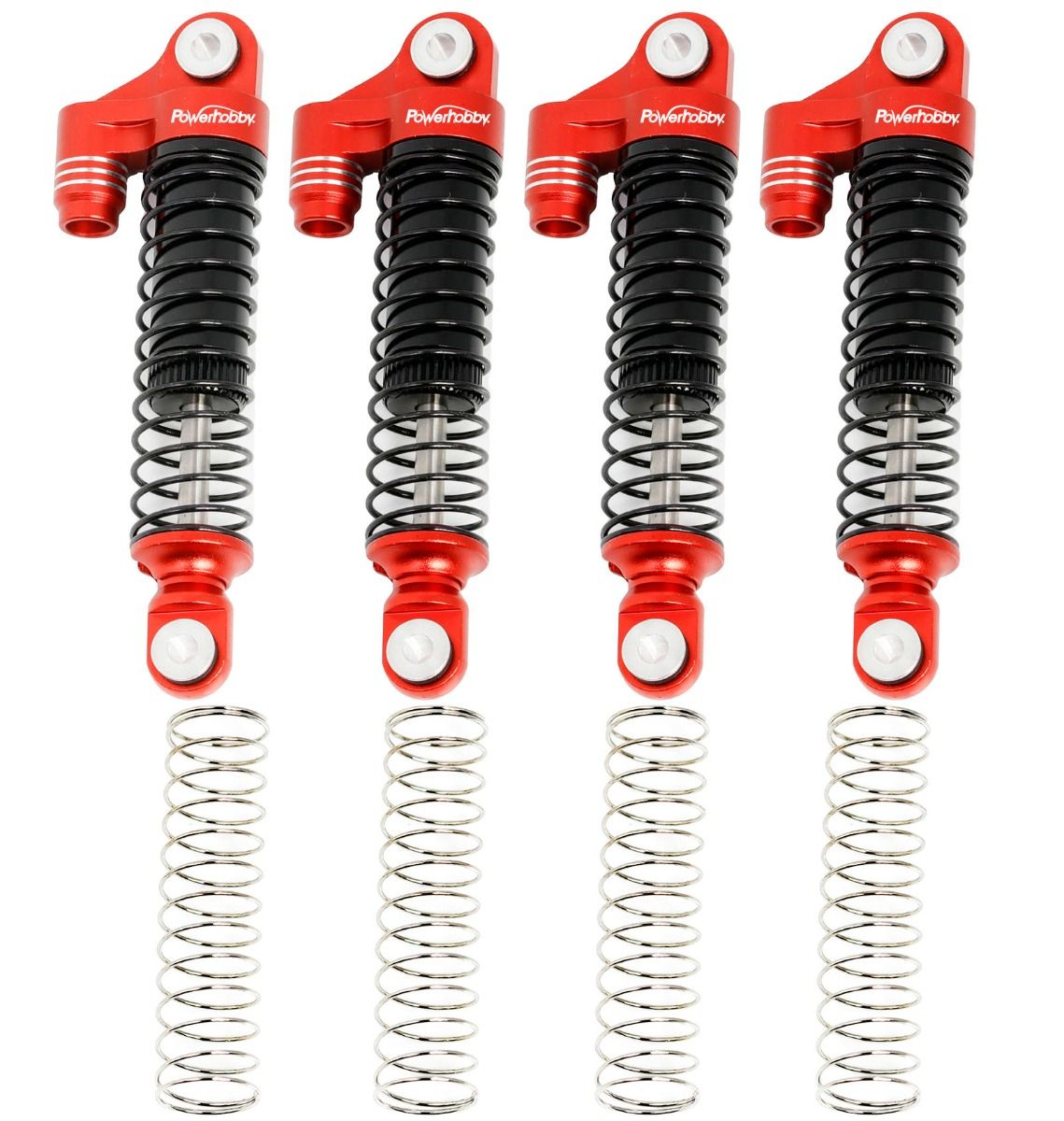 Power Hobby - Aluminum 51mm Long Travel Shocks, Red, for Traxxas