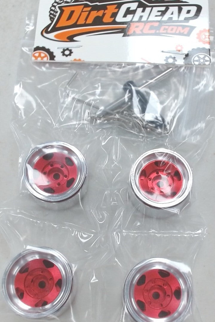 1.0" ALUMINUM BEADLOCK WHEELS WITH HARDWARE & TOOL FOR SCX-24, TRX4M