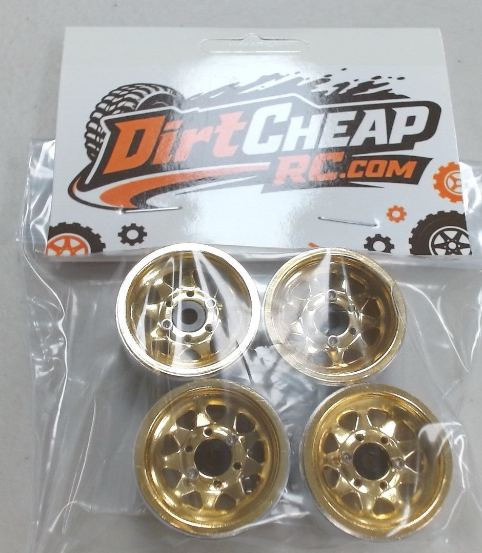 1.0 BEADLOCK WHEELS, GOLD FINISH, FOR MINI CRAWLER SCX24 TRX4M