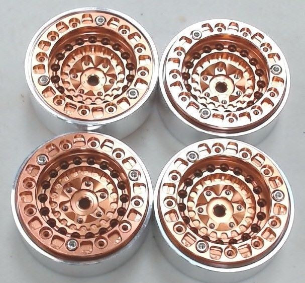 1.3" BEADLOCK WKEELS, COPPER FINISH FOR MINI CRAWLER, SCX24, TRXRM, REDCAT APEX