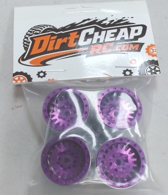 1.0 BEADLOCK WHEELS, PURPLE, WITH TOOL AND HARDWARE SCX24 TRX4M