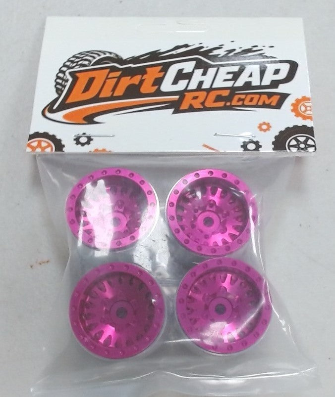 1.0 BEADLOCK WHEELS, PINK, WITH TOOL AND HARDWARE SCX24 TRX4M
