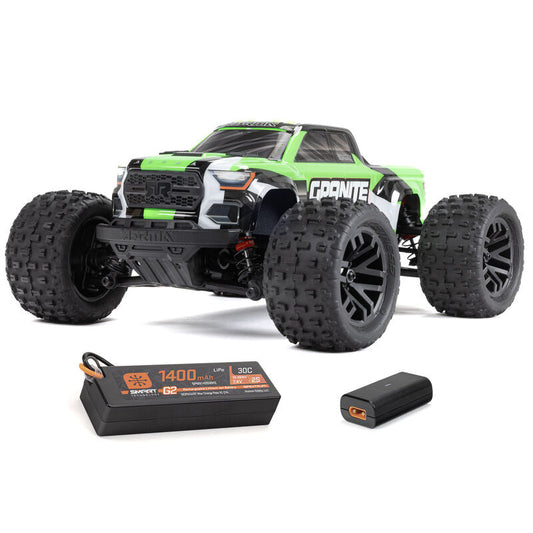 Arrma 1/18 GRANITE GROM Mega 380 Brushed 4X4 Monster Truck RTR with Battery & Charger, Green