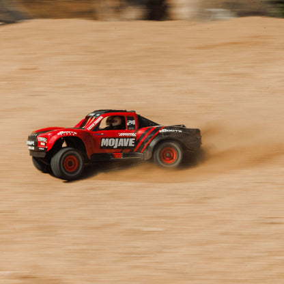 Arrma MOJAVE GROM MEGA 380 Brushed 4X4 Small Scale Desert Truck RTR with Battery & Charger, Red/Black