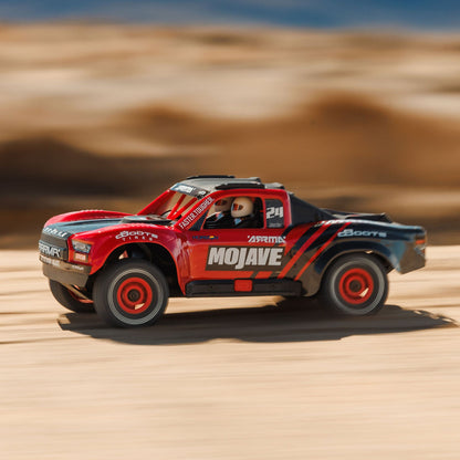 Arrma MOJAVE GROM MEGA 380 Brushed 4X4 Small Scale Desert Truck RTR with Battery & Charger, Red/Black