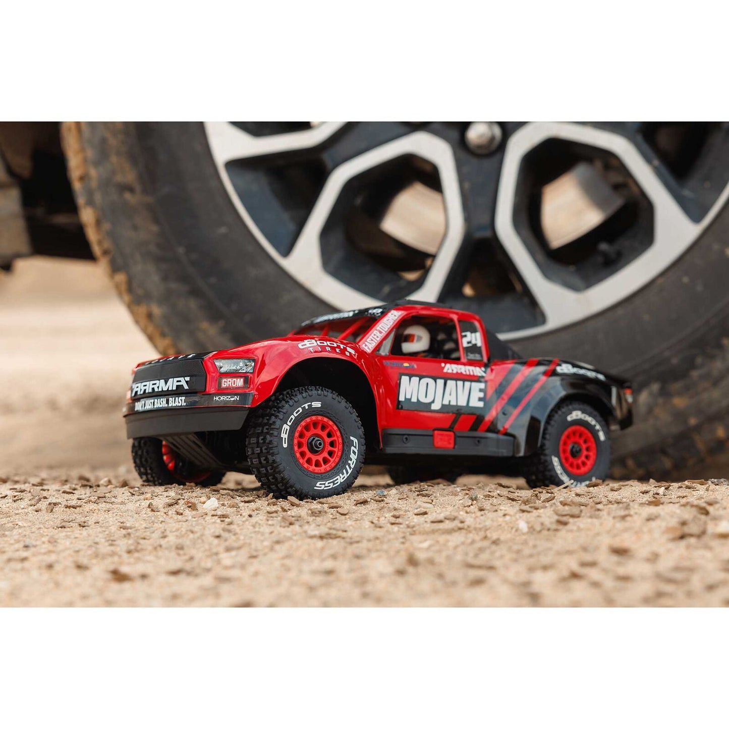 Arrma MOJAVE GROM MEGA 380 Brushed 4X4 Small Scale Desert Truck RTR with Battery & Charger, Red/Black