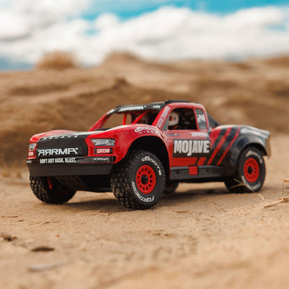 Arrma MOJAVE GROM MEGA 380 Brushed 4X4 Small Scale Desert Truck RTR with Battery & Charger, Red/Black