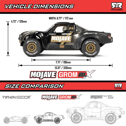 Arrma 1/16 MOJAVE GROM 223S DSC 4X4 RTR Brushless Desert Truck, Black
