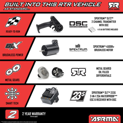 Arrma 1/16 MOJAVE GROM 223S DSC 4X4 RTR Brushless Desert Truck, Black