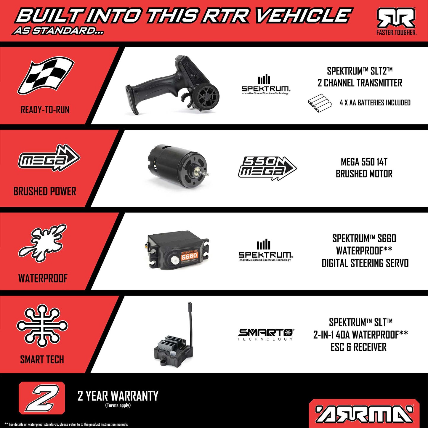 Arrma 1/10 VORTEKS 2WD RTR Brushed Stadium Truck (Battery & Charger Included), Orange