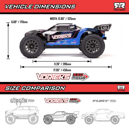 Arrma 1/10 VORTEKS 2WD RTR Brushed Stadium Truck, Blue