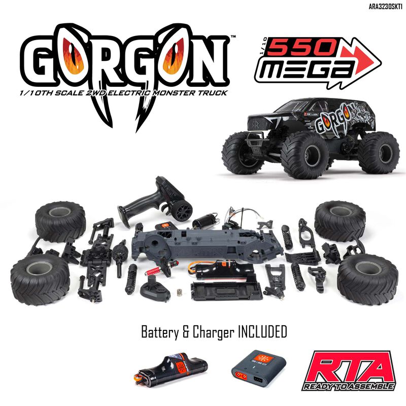 ARRMA GORGON 2wd MT 1/10 Ready to Assembly KIT SMART USB charger & Battery Gunmetal
