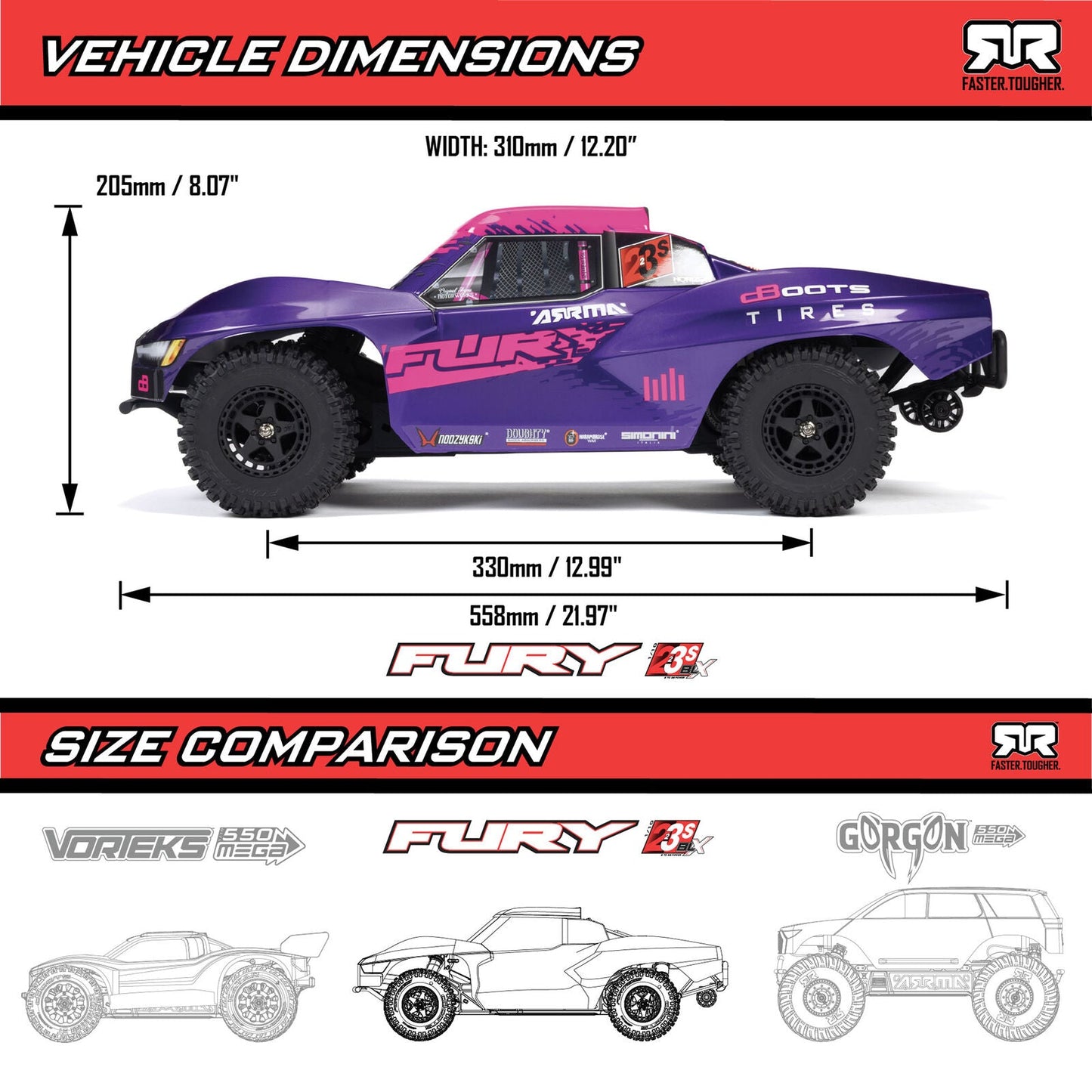 Arrma 1/10 FURY 2wd 223S BLX Brushless Short Course Truck RTR with DSC, Green