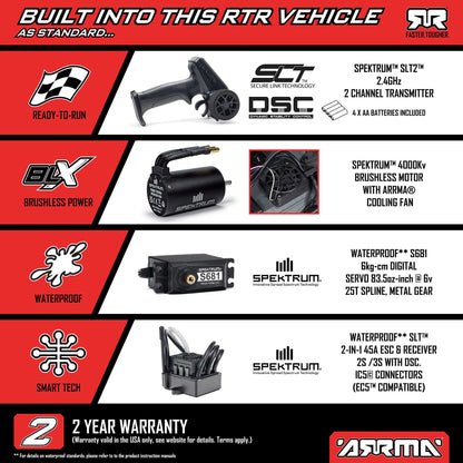 1/10 GORGON 223S 2WD RTR Brushless Monster Truck, Red/Black