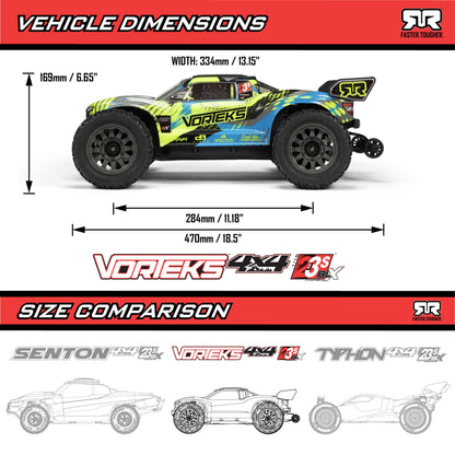 Arrma 1/10 VORTEKS 4X4 223S BLX BRUSHLESS STADIUM TRUCK RTR WITH DSC, TEAL