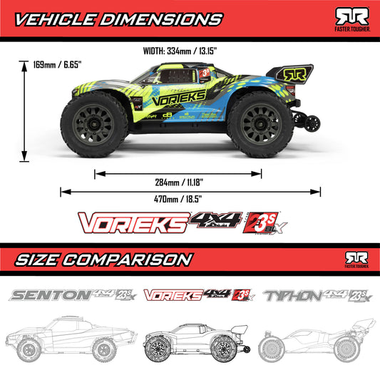 Arrma 1/10 VORTEKS 4X4 223S BLX BRUSHLESS STADIUM TRUCK RTR WITH DSC, TEAL