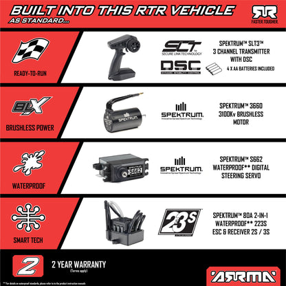Arrma 1/10 VORTEKS 4X4 223S BLX BRUSHLESS STADIUM TRUCK RTR WITH DSC, TEAL