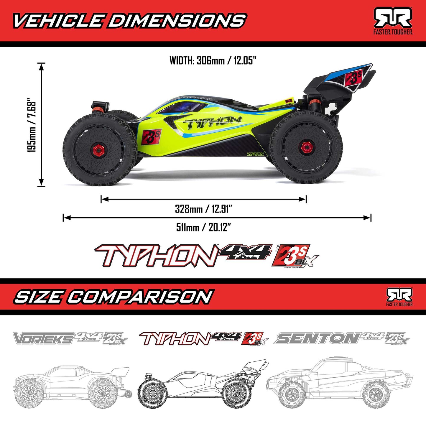 1/8 TYPHON 4X4 223S BLX BRUSHLESS BUGGY RTR WITH DSC  BLUE/YELLOW
