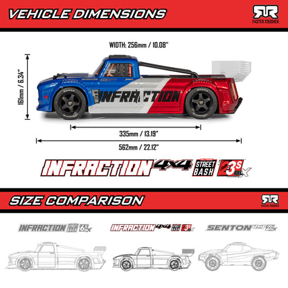 1/8 INFRACTION 223S DSC 4X4 RTR Brushless All-Road Street Bash Truck, Teal/Pink