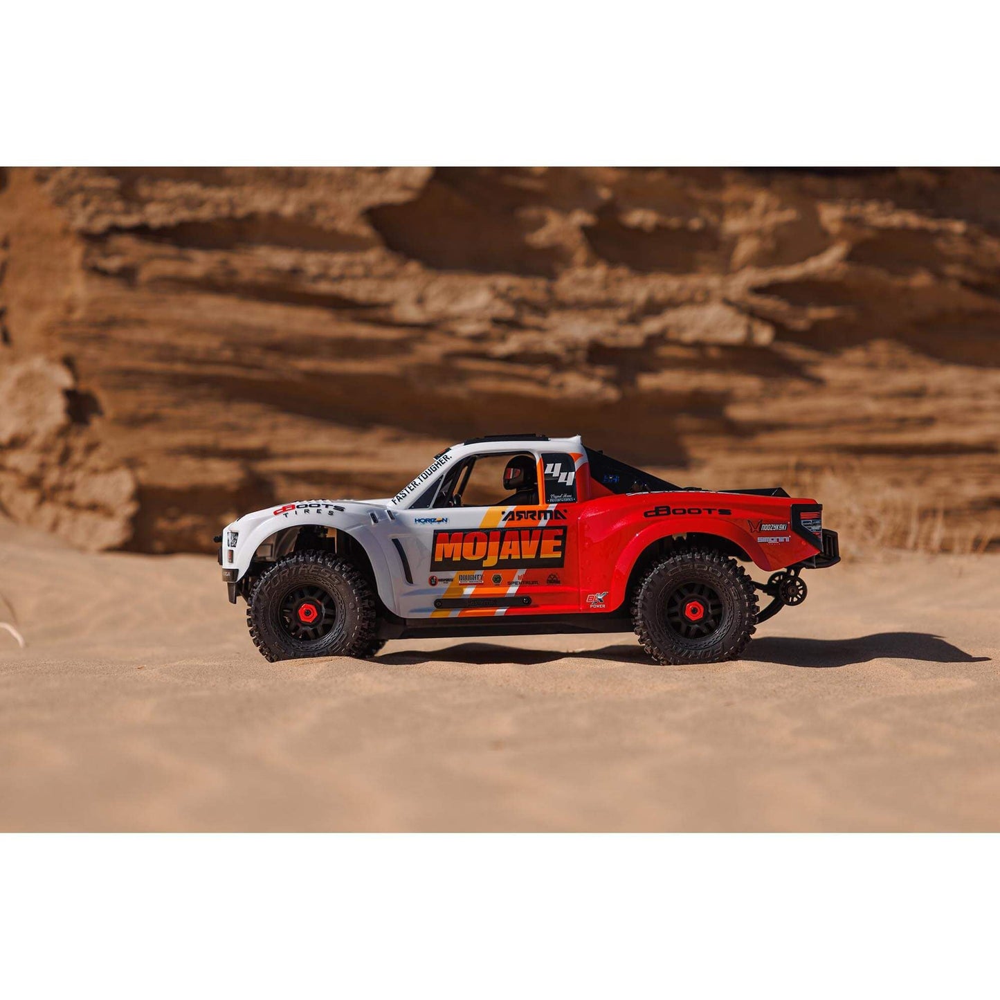 ARRMA MOJAVE 4X4 4S BLX 1/8th Scale Desert Trk White/Red