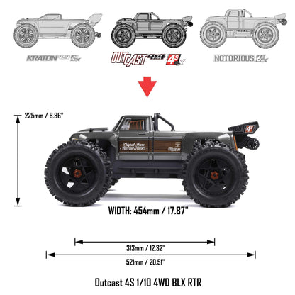 Arrma Outcast 4X4 4s brushless 1/10 4wd stunt truck red