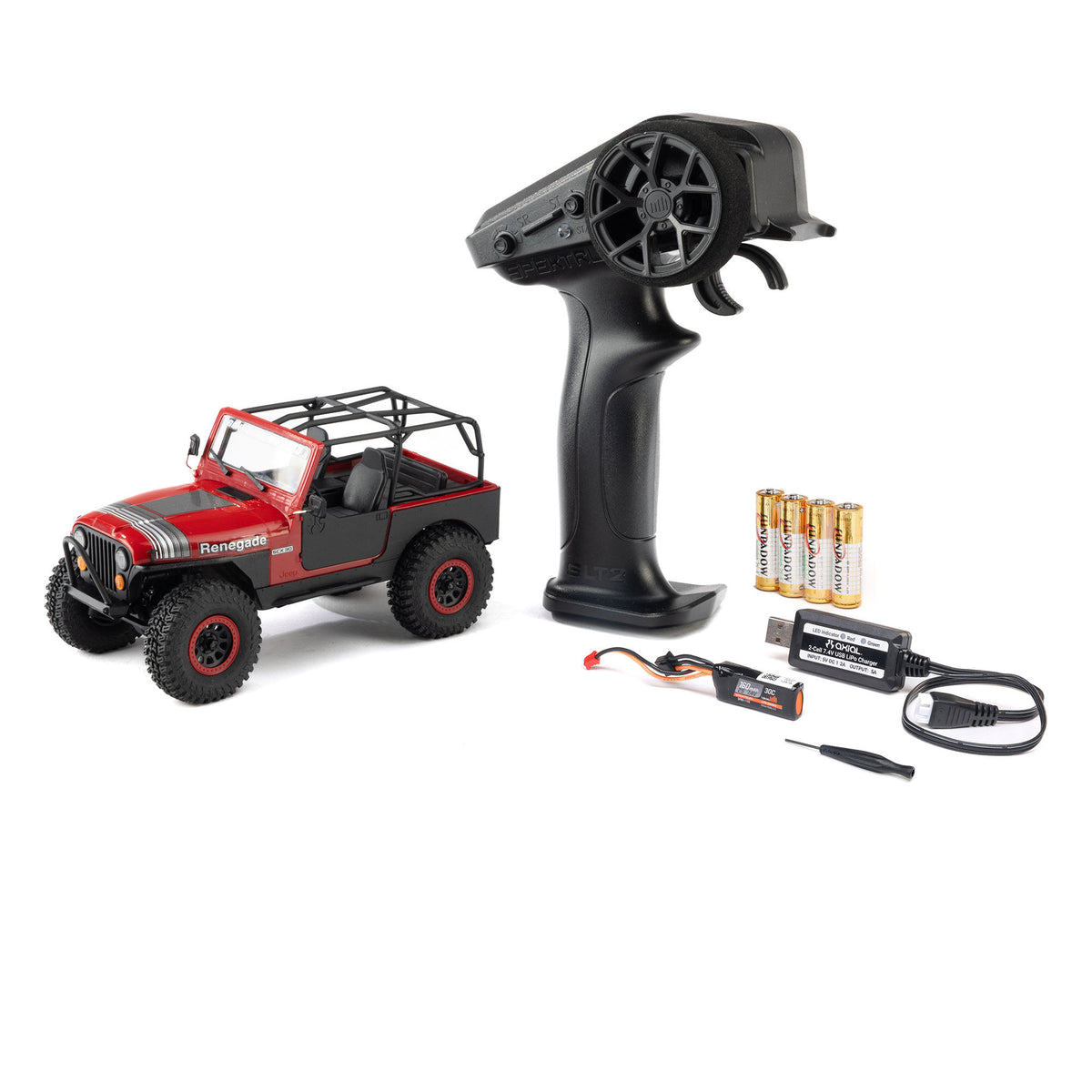 1/30 SCX30 Jeep CJ-7 GenRight 4X4 RTR Brushed Rock Crawler (Battery & Charger Included), Red