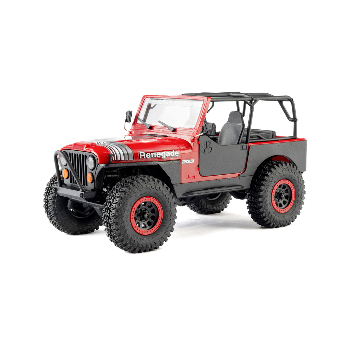 1/30 SCX30 Jeep CJ-7 GenRight 4X4 RTR Brushed Rock Crawler (Battery & Charger Included), Red