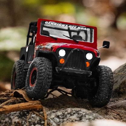 1/30 SCX30 Jeep CJ-7 GenRight 4X4 RTR Brushed Rock Crawler (Battery & Charger Included), Red