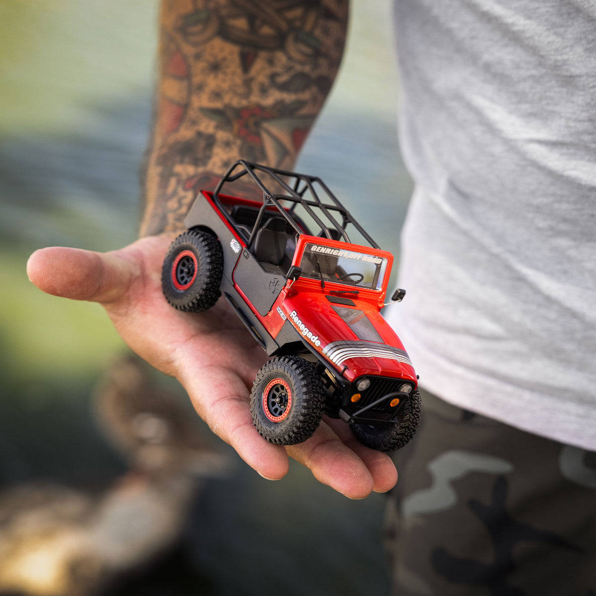 1/30 SCX30 Jeep CJ-7 GenRight 4X4 RTR Brushed Rock Crawler (Battery & Charger Included), Red