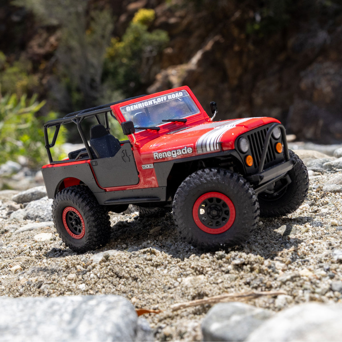 1/30 SCX30 Jeep CJ-7 GenRight 4X4 RTR Brushed Rock Crawler (Battery & Charger Included), Red