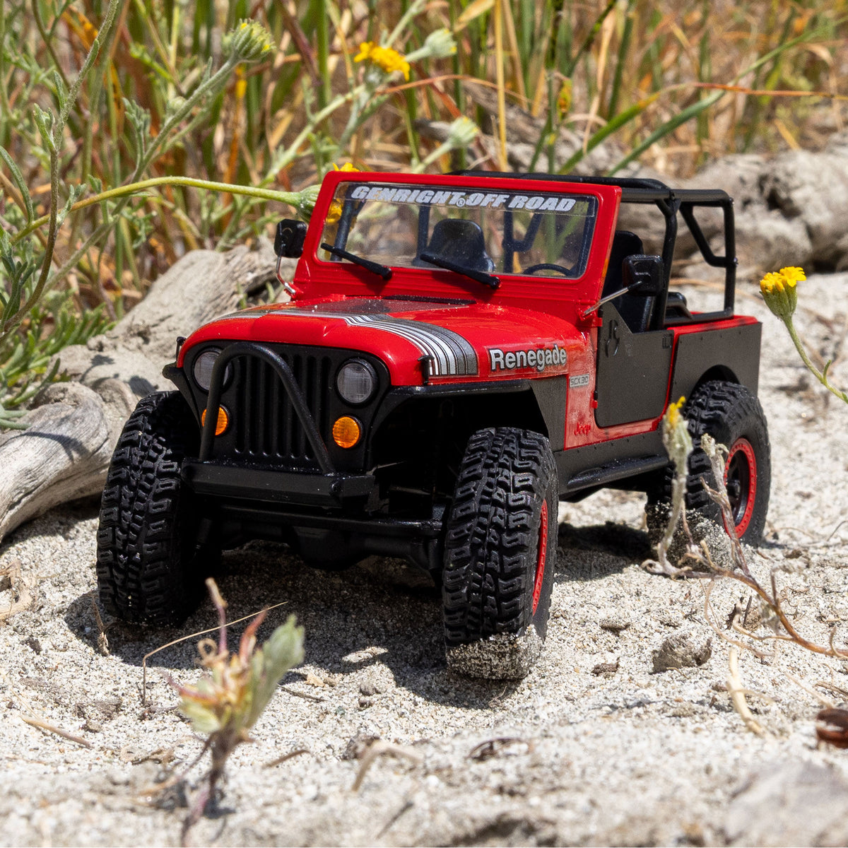 1/30 SCX30 Jeep CJ-7 GenRight 4X4 RTR Brushed Rock Crawler (Battery & Charger Included), Red