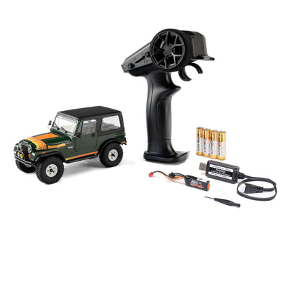 1/30 SCX30 Jeep CJ-7 Renegade 4X4 RTR Brushed Rock Crawler (Battery & Charger Included), Green