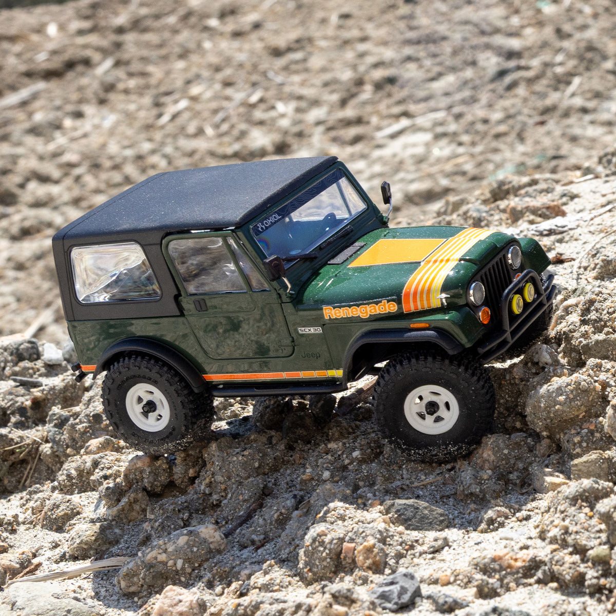 1/30 SCX30 Jeep CJ-7 Renegade 4X4 RTR Brushed Rock Crawler (Battery & Charger Included), Green