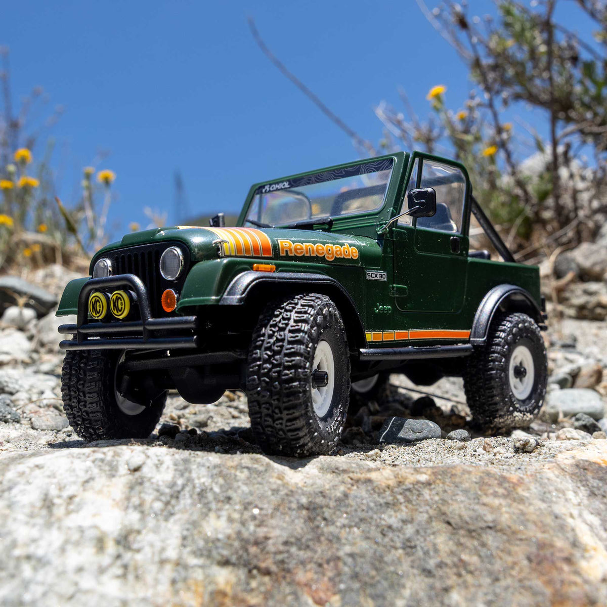 1/30 SCX30 Jeep CJ-7 Renegade 4X4 RTR Brushed Rock Crawler (Battery & Charger Included), Green