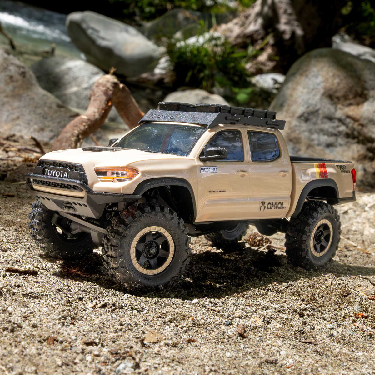 Axial 1/30 SCX30 Toyota Tacoma TRD Pro Overland Edition 4X4 RTR Brushed Rock Crawler (Battery & Charger Included), Tan