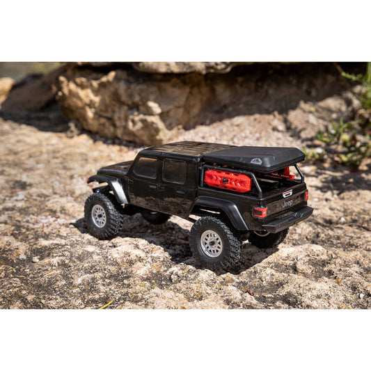 1/24 SCX24 Jeep JT Gladiator 4X4 RTR Brushed Rock Crawler (Battery & Charger Included), Black