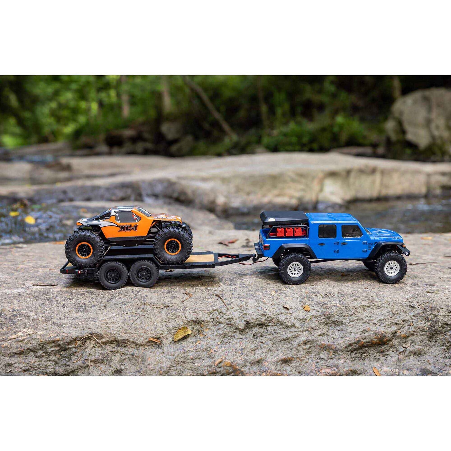 Axial SCX24 Flat Bed Vehicle Trailer with LED Taillights:1/24th