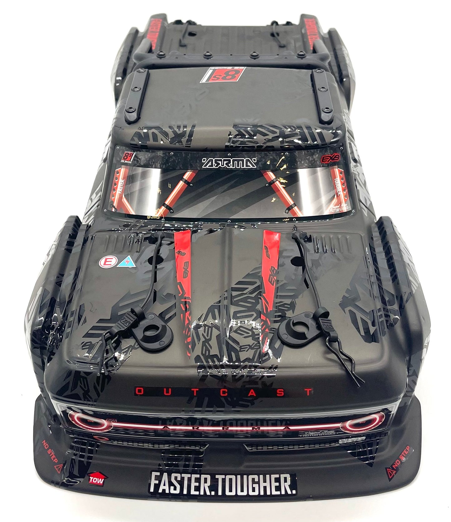OUTCAST 8S EXB - Body Shell (BLACK polycarbonate cover & Body Pins Arrma ARA5210V2