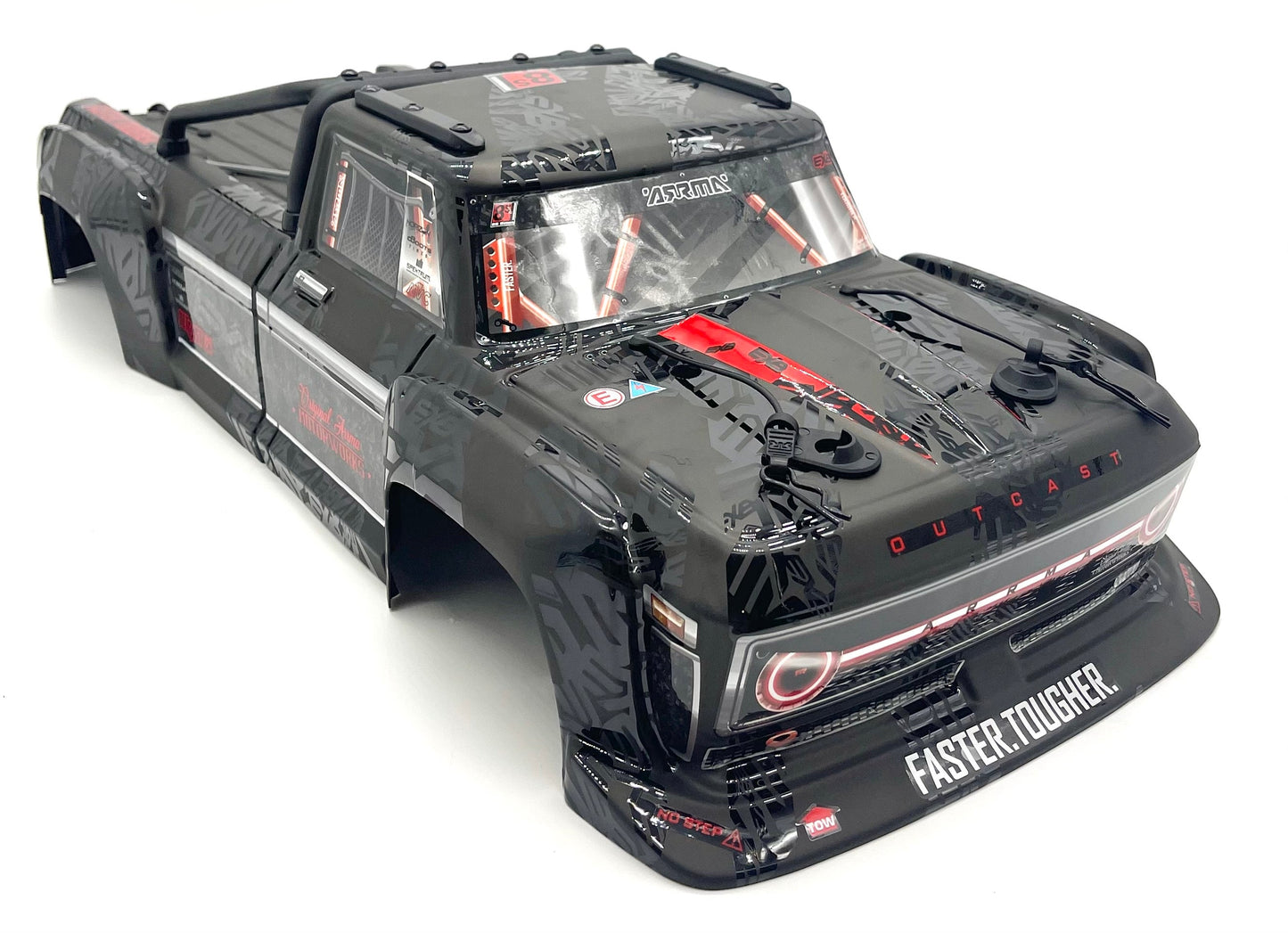OUTCAST 8S EXB - Body Shell (BLACK polycarbonate cover & Body Pins Arrma ARA5210V2