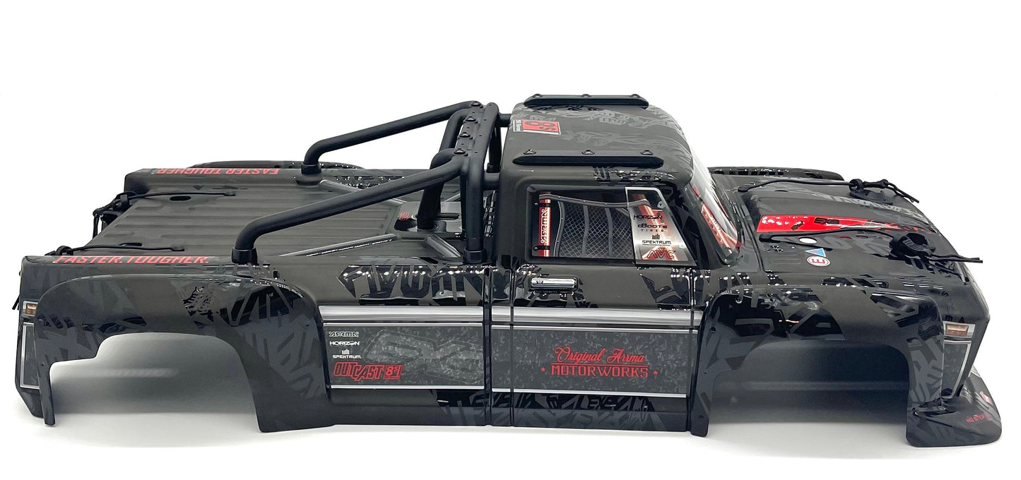 OUTCAST 8S EXB - Body Shell (BLACK polycarbonate cover & Body Pins Arrma ARA5210V2