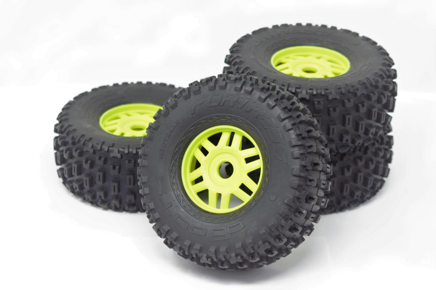 Arrma MOJAVE 6s BLX V2 - TIRES & Wheels (Lime Green rims DBoots fortress ARA7604V2
