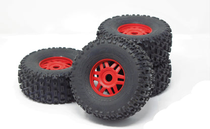 Arrma MOJAVE 6s BLX V2 - TIRES & Wheels (Red rims DBoots glued fortress ARA7604V2